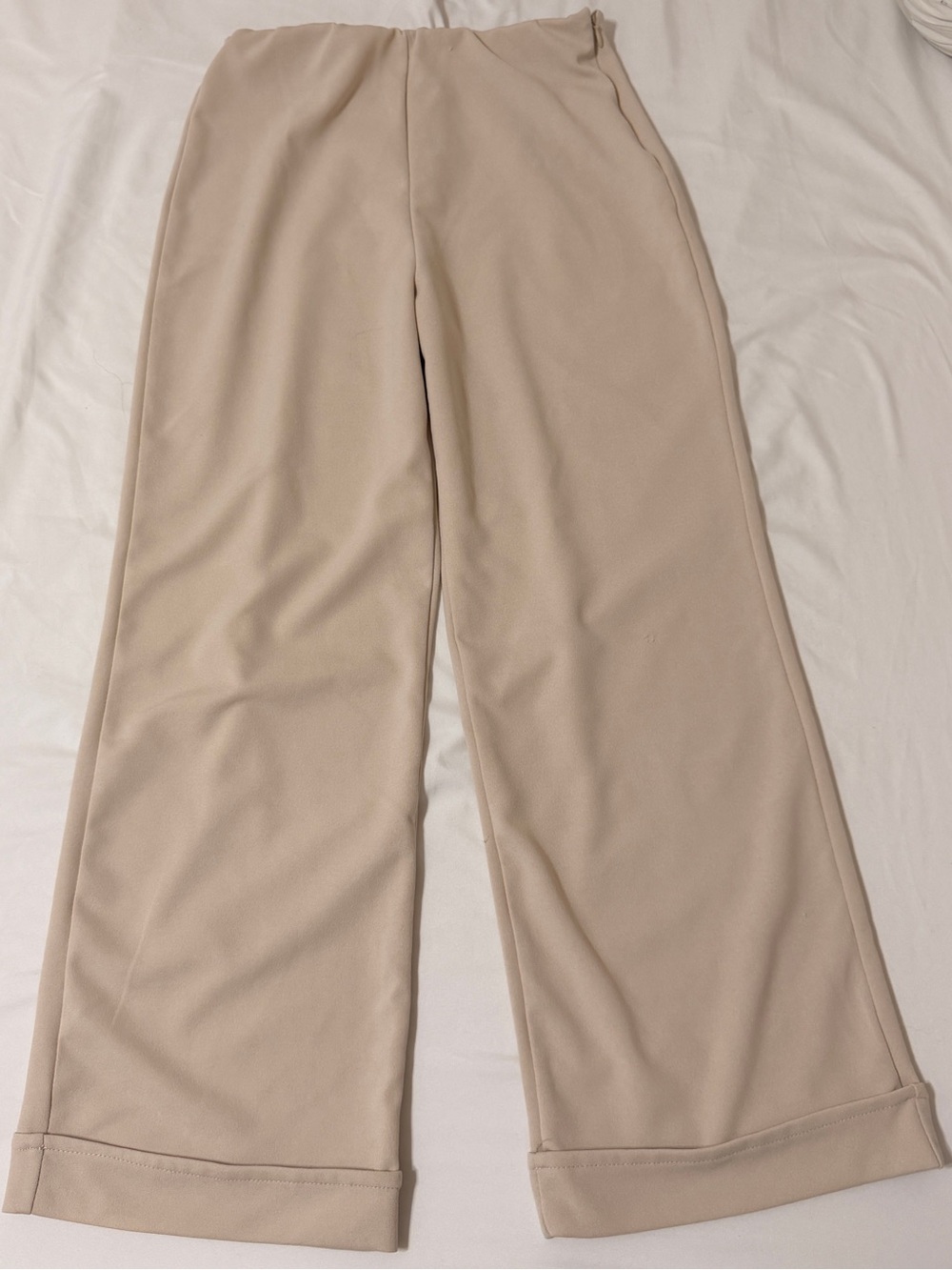 Wide-Leg Cream Pants